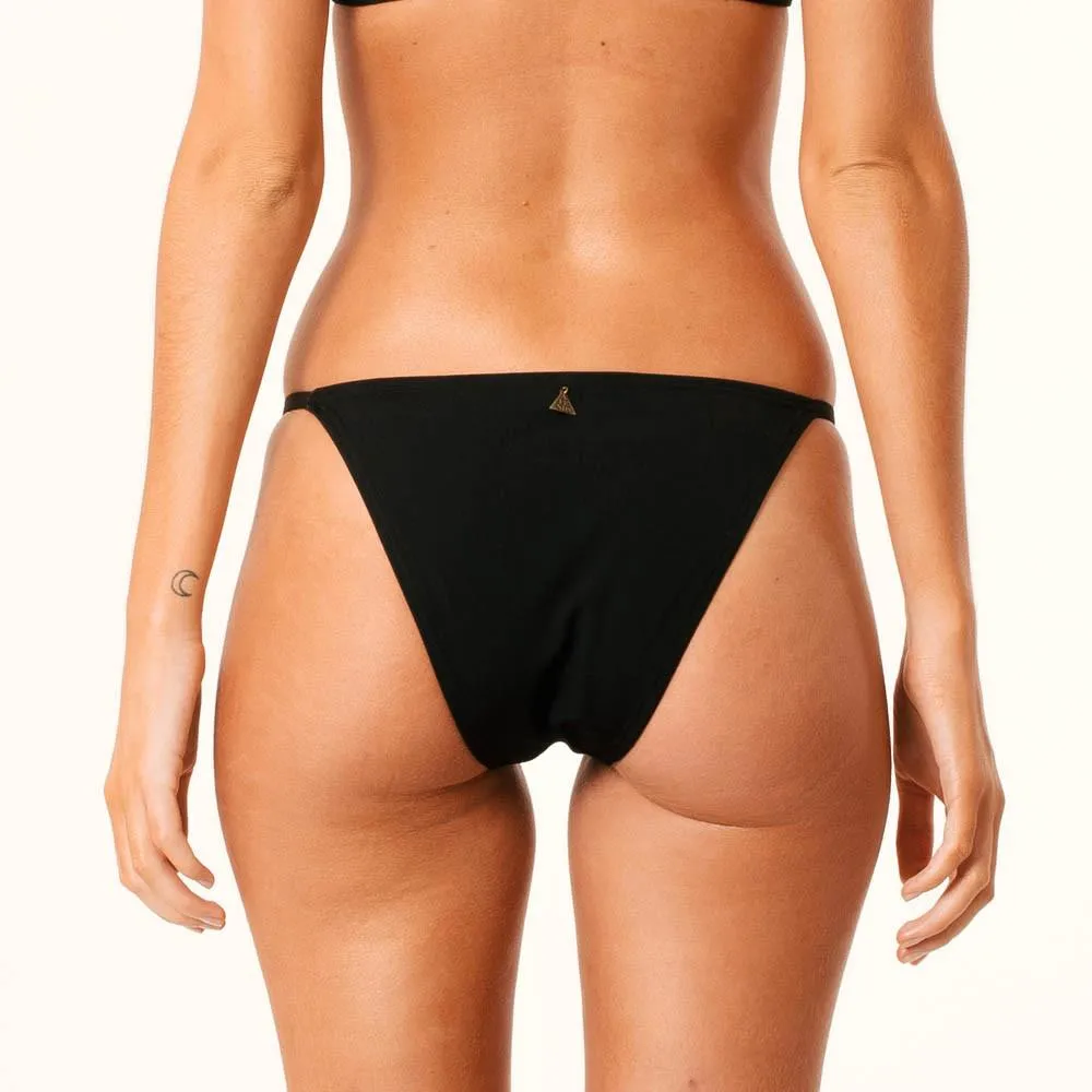 Afends Womens Black Mid Brief - Mid Brief Bikini Bottom