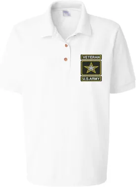 ALLNTRENDS Women's Polo T Shirt USA Veteran Army Embroidered Military Polo Shirt