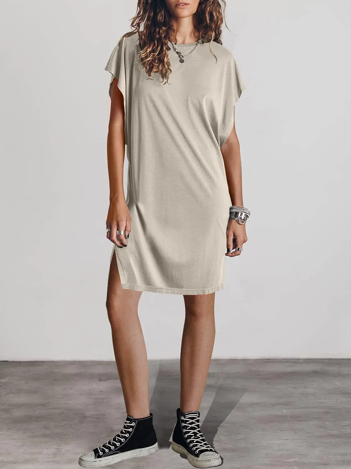 ANRABESS Womens Summer T Shirt Dress 2025 Beach Vacation Travel Outfits Casual Simple Soft Mini Sundress Cover Up Clothes