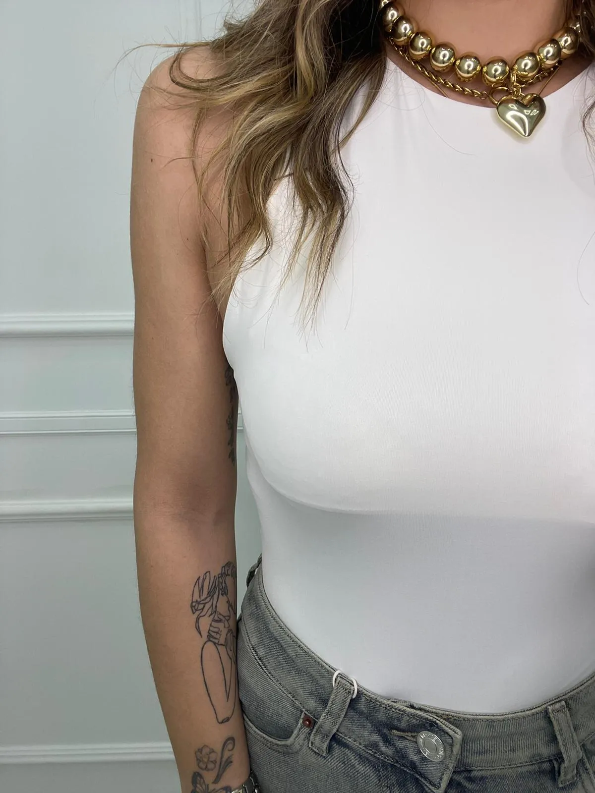 Body tinta unita scollo halter top quality