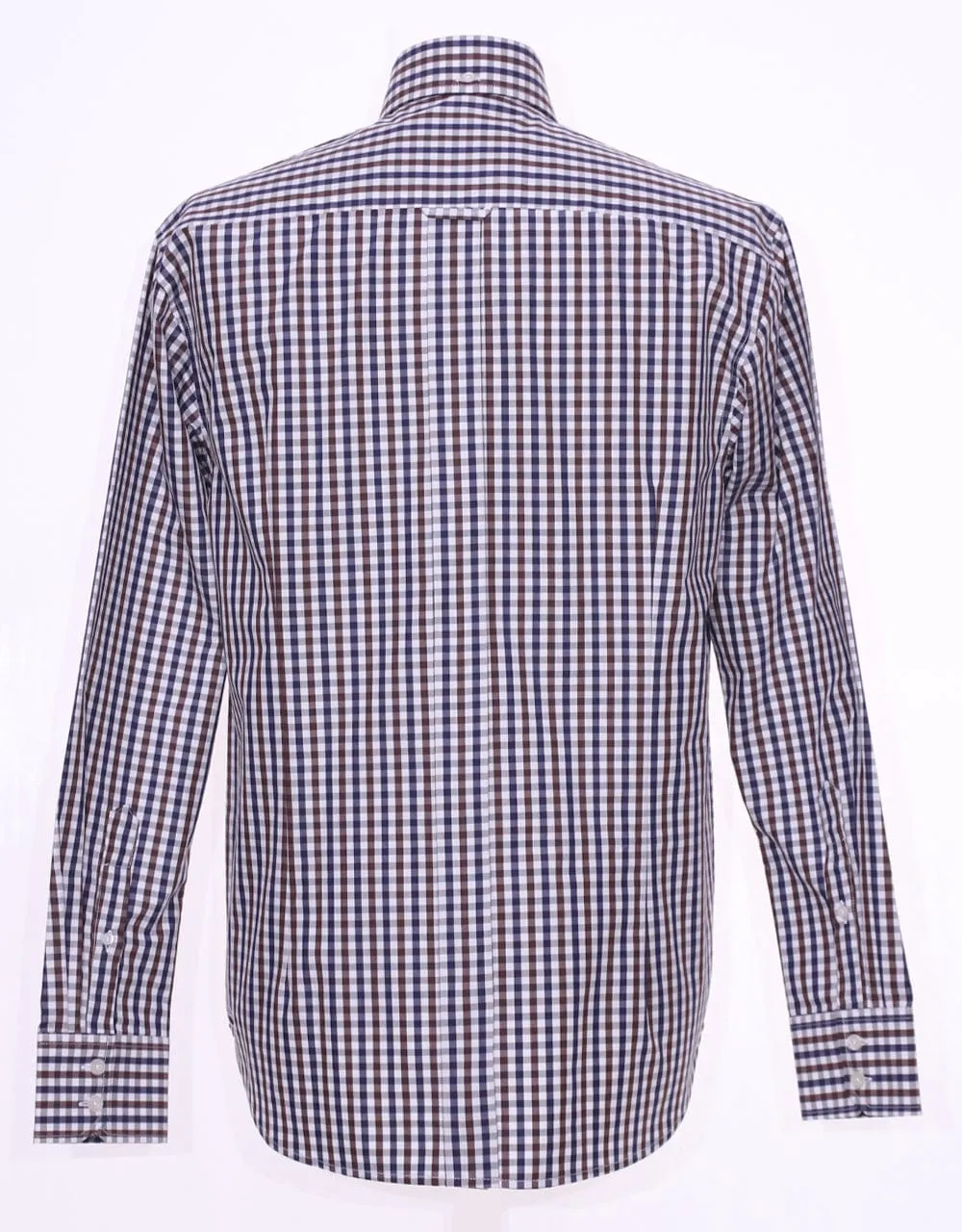 Brown And Navy Blue Gingham Check Shirt
