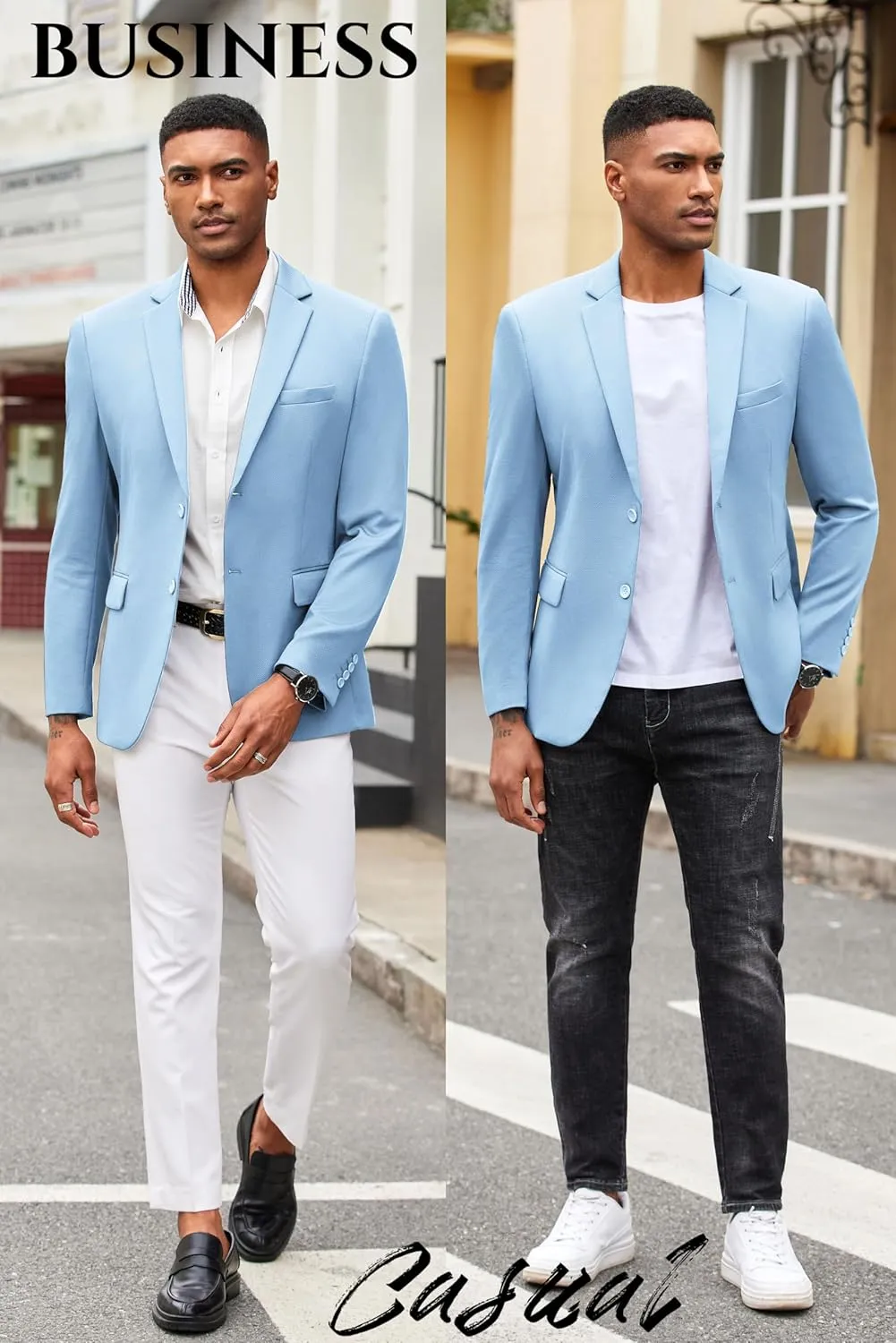 COOFANDY Mens Casual Blazer Slim Fit Suit Jacket Lightweight Knit Sport Coat Two Button Blazer Jacket