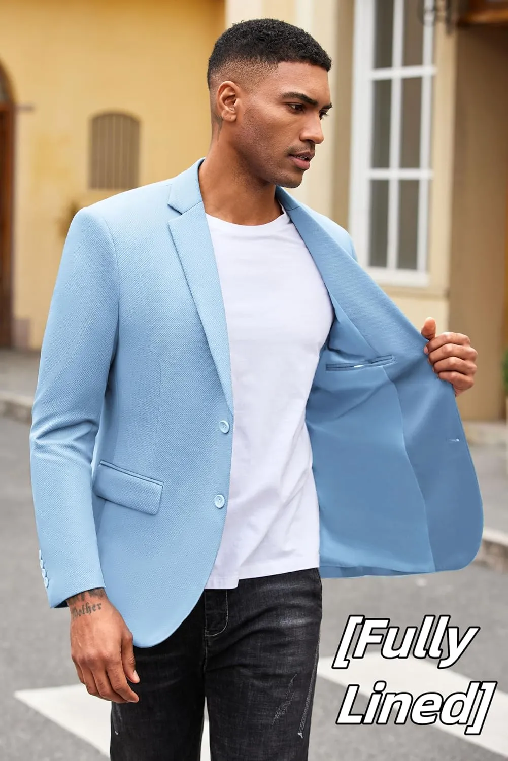 COOFANDY Mens Casual Blazer Slim Fit Suit Jacket Lightweight Knit Sport Coat Two Button Blazer Jacket