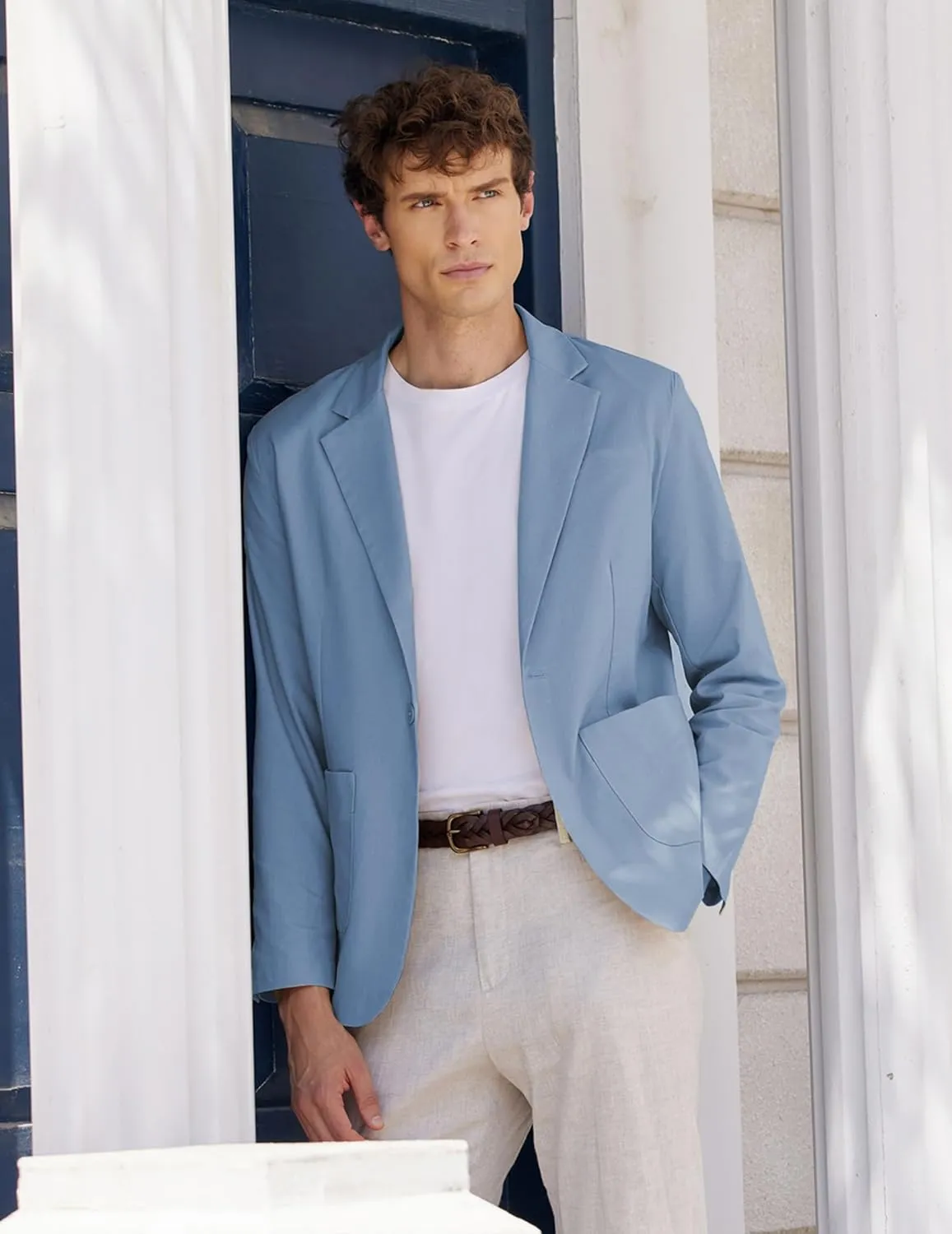 COOFANDY Men's Casual Linen Blazer Lightweight Regular Fit Sport Coat One Button Suit Jacket