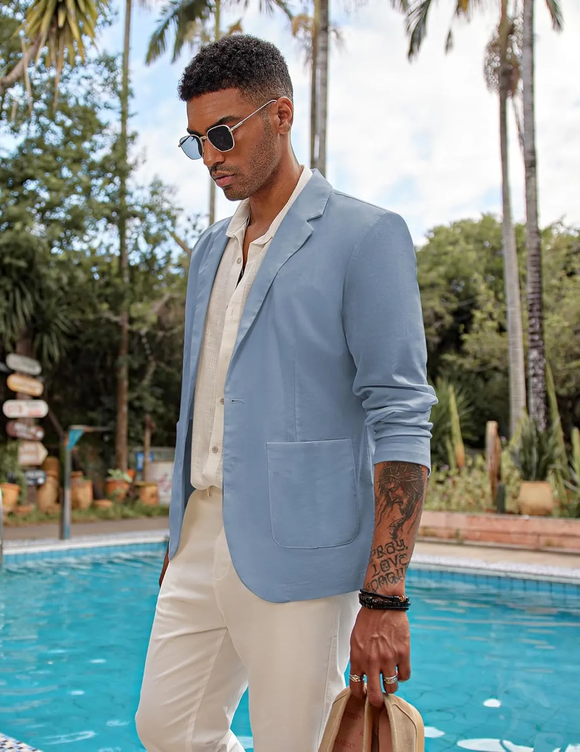 COOFANDY Men's Casual Linen Blazer Lightweight Regular Fit Sport Coat One Button Suit Jacket