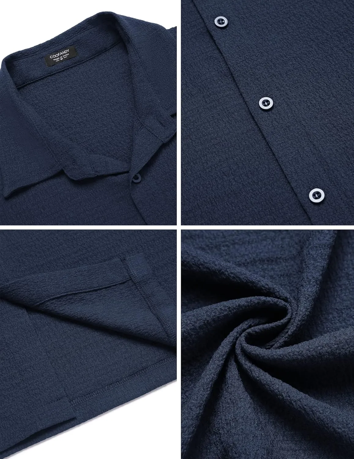 COOFANDY Men's Casual Short Sleeve Button Down Shirt Textured Summer Beach Shirt