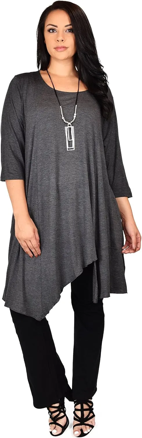 Dare2BStylish Women Plus Size Asymmetrical Long Tunic Shirt Dress Top