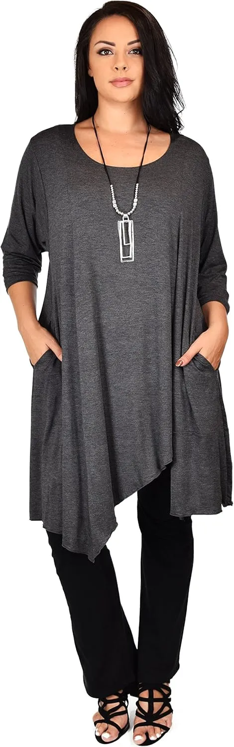 Dare2BStylish Women Plus Size Asymmetrical Long Tunic Shirt Dress Top