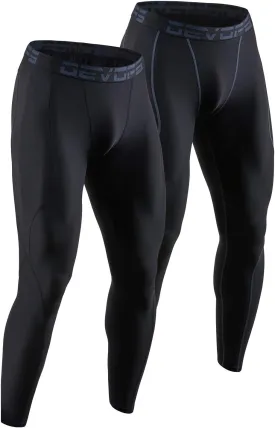 DEVOPS 2 or 3 Pack Men's Compression Pants Athletic Leggings with Pocket/Non-Pocket