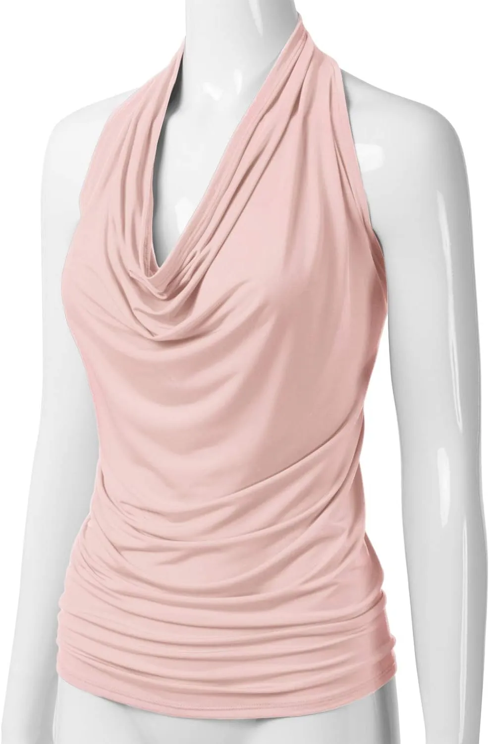 EIMIN Women's Casual Halter Neck Draped Front Sexy Open Back Tank Top (S-3XL)