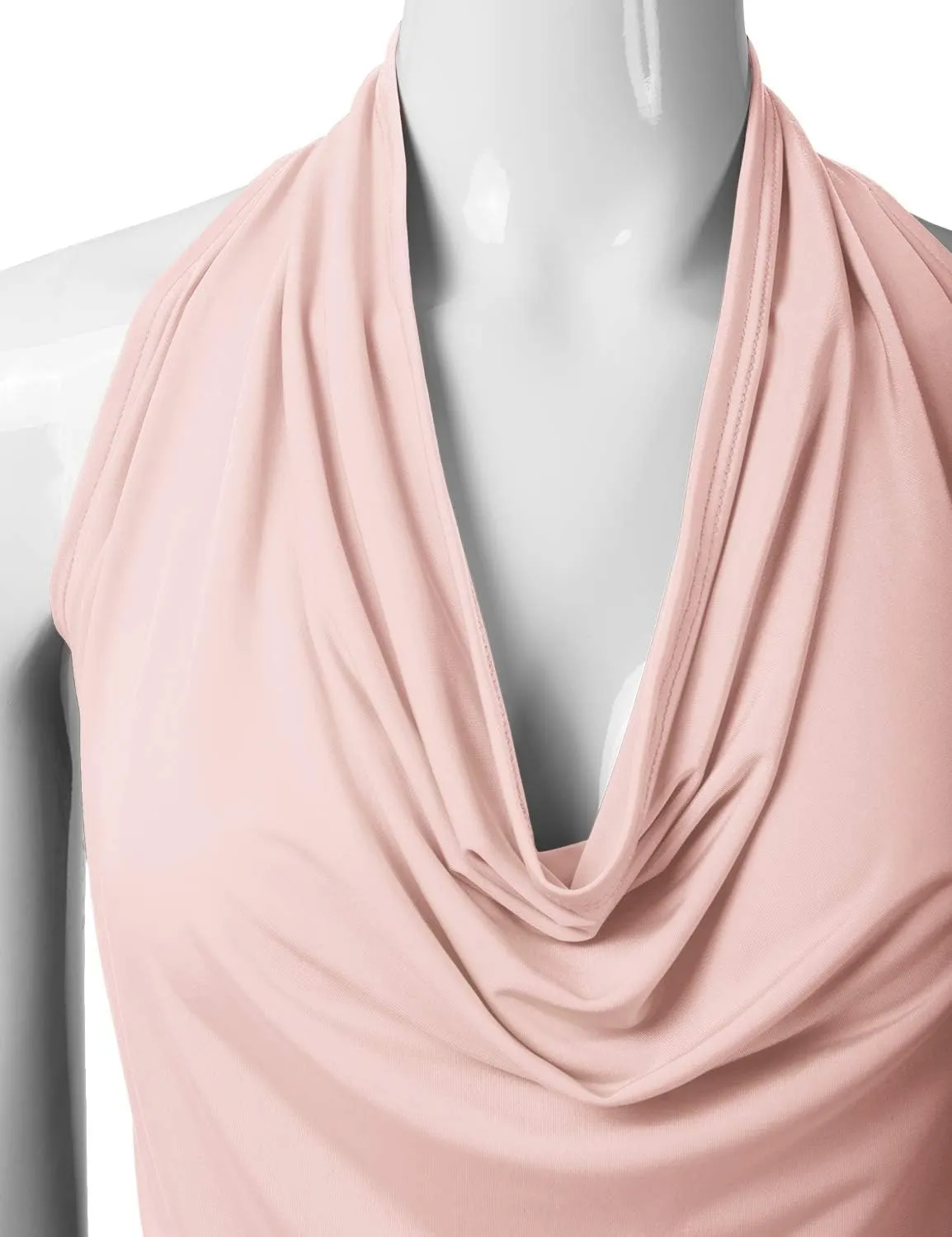 EIMIN Women's Casual Halter Neck Draped Front Sexy Open Back Tank Top (S-3XL)