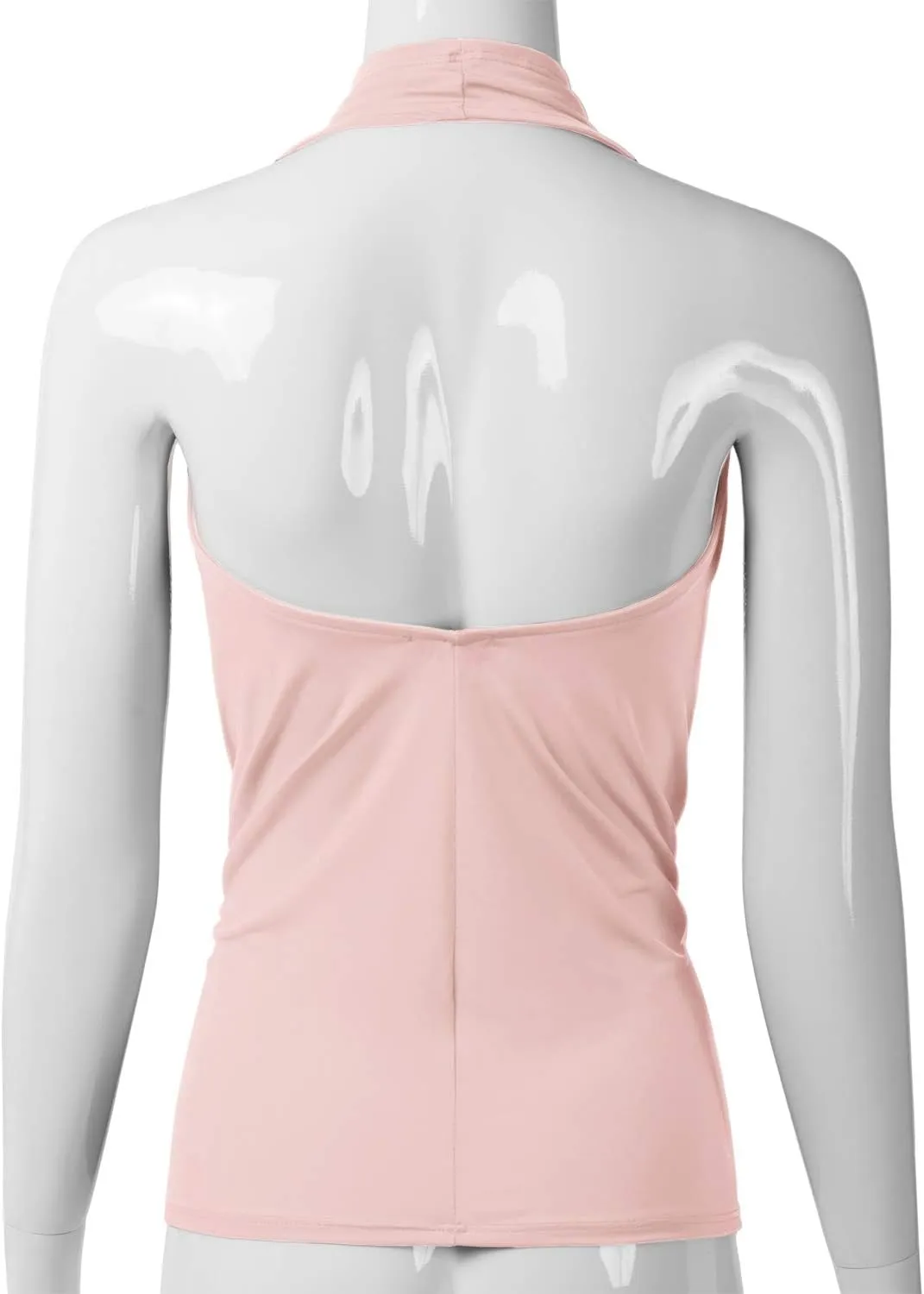 EIMIN Women's Casual Halter Neck Draped Front Sexy Open Back Tank Top (S-3XL)