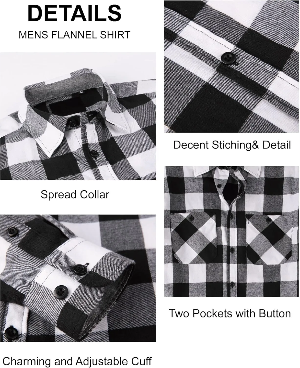 Esabel.C Mens Flannel Shirt Regular Fit Long Sleeve,Casual Button Down Plaid Flannel Shirt for Men