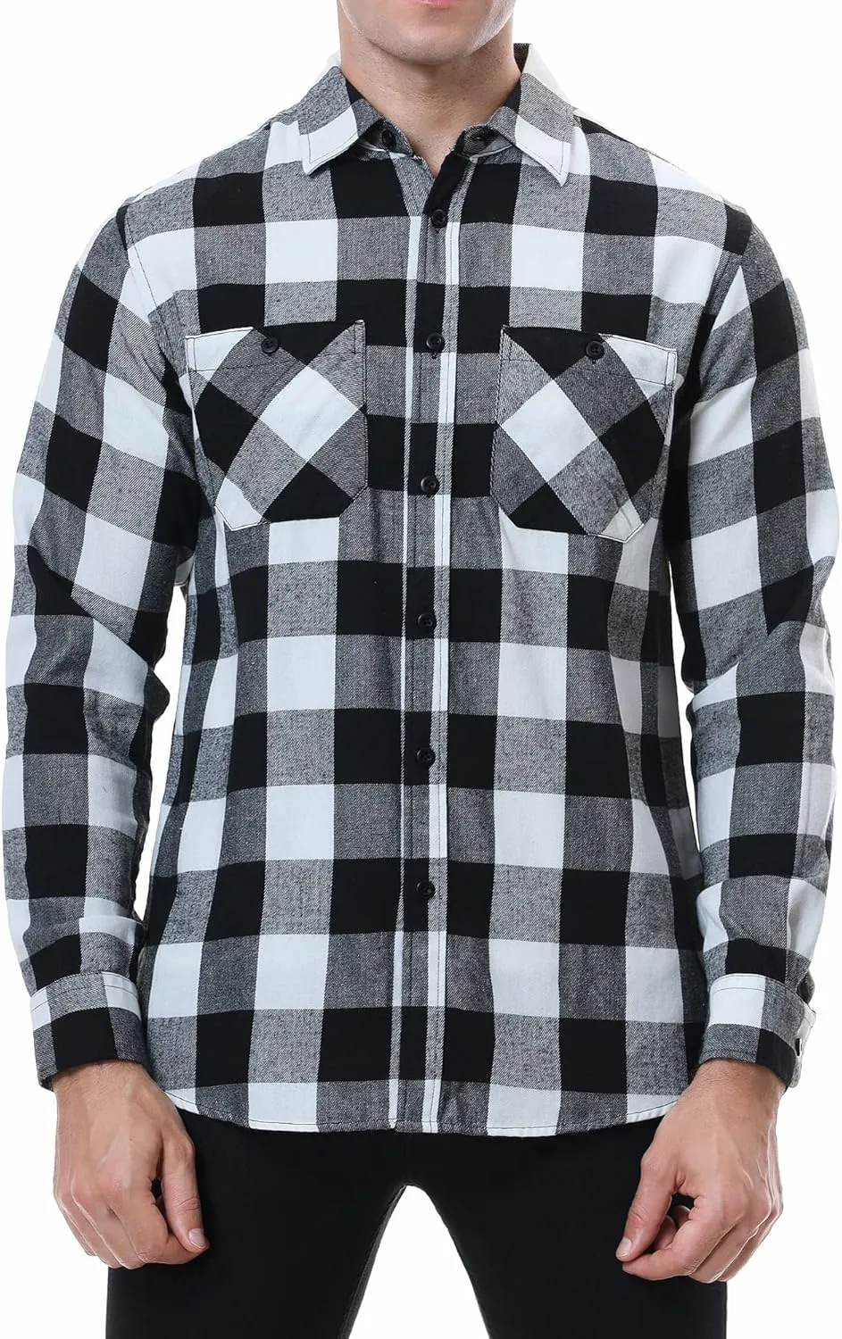 Esabel.C Mens Flannel Shirt Regular Fit Long Sleeve,Casual Button Down Plaid Flannel Shirt for Men