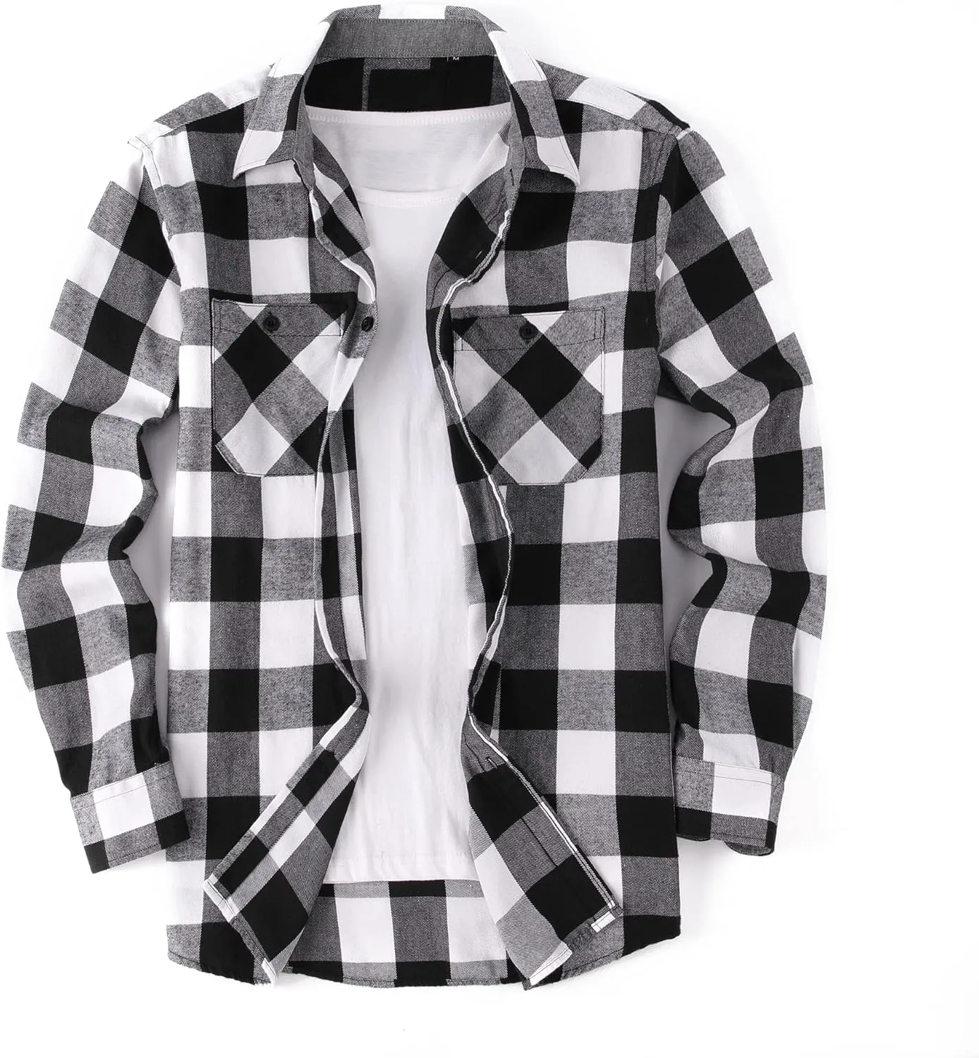 Esabel.C Mens Flannel Shirt Regular Fit Long Sleeve,Casual Button Down Plaid Flannel Shirt for Men