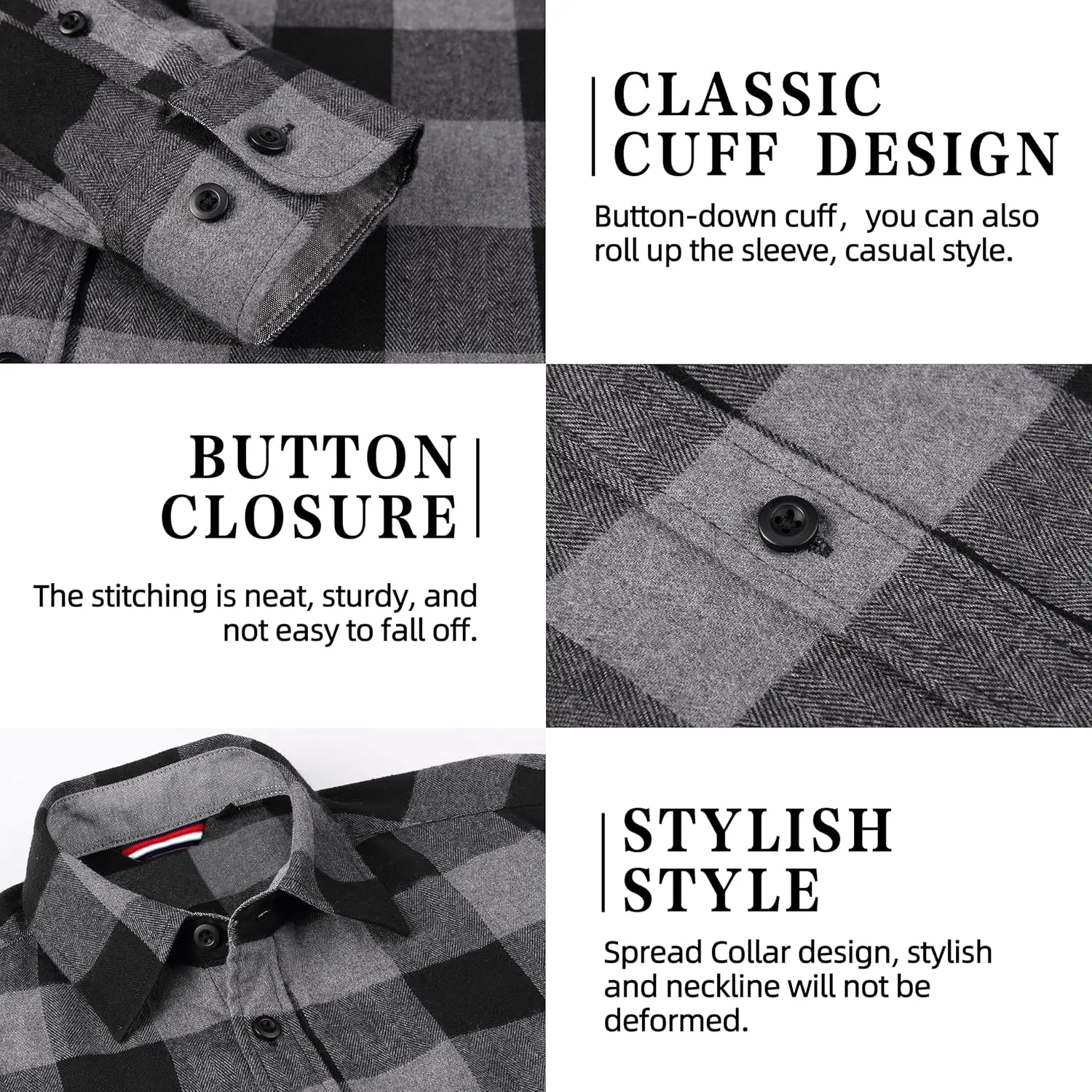 Flannel Shirt for Men Button Down Regular Fit Mens Flannel Shirt Long Sleeve Casual Plaid Flannel Shirt