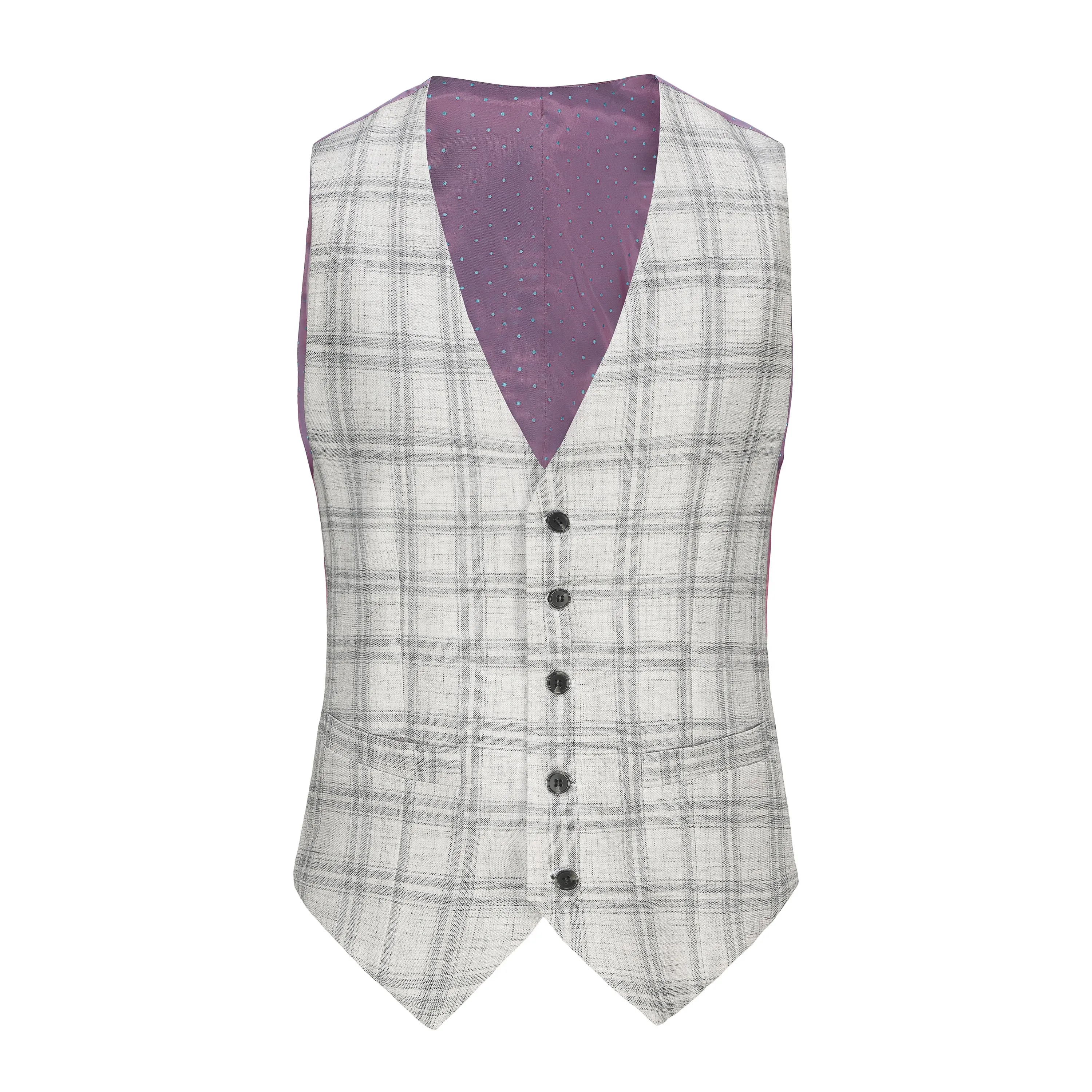 Gino Vitale 3-Piece Slim Fit Stretch Burgundy Plaid Suit
