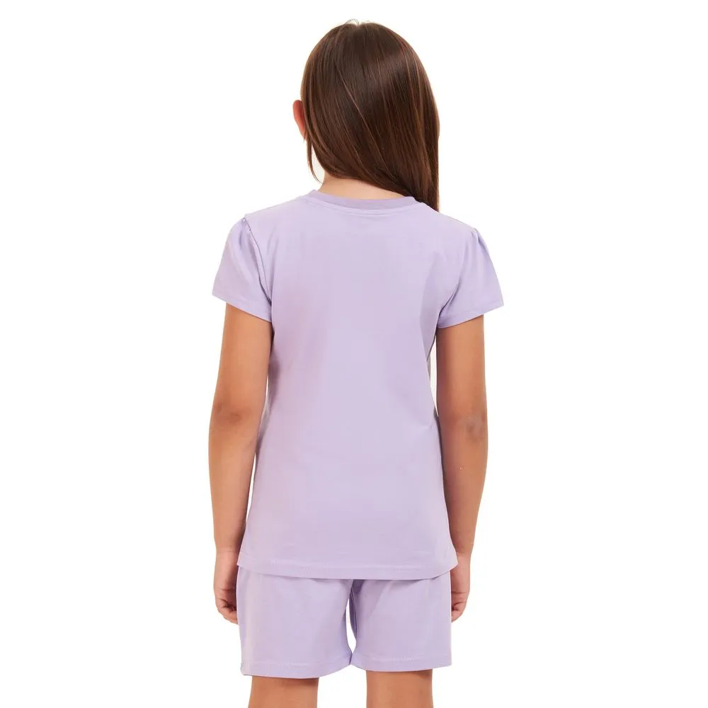 Girls summer pajama set Purple t-shirt  shorts