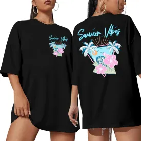 Hawaiian Shirts for Women Flower Shirt Oversized Graphic Tees Tropical Vacation Clothes Summer Vacation Tee