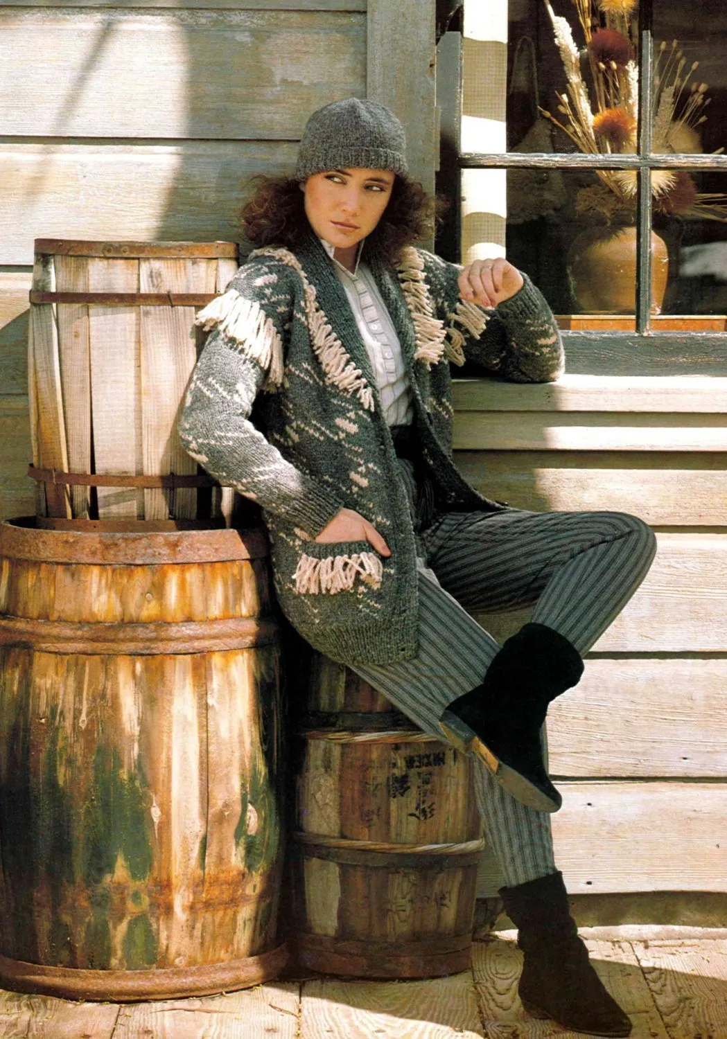 Knitted Ladies Jacket Pattern, Fringed Jacket and Hat, Instant Download