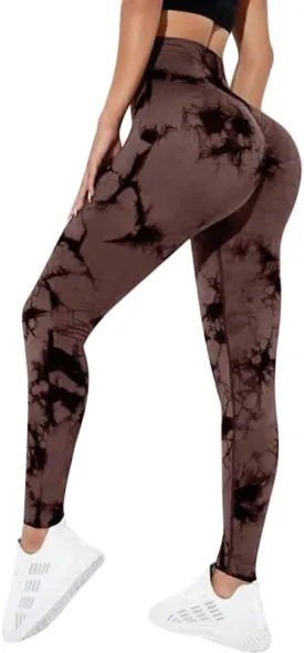 Litthing Scrunch Butt Leggings, Tie Dye Seamless Leggings for Women, Butt Lifting Workout High Waist Yoga Pants