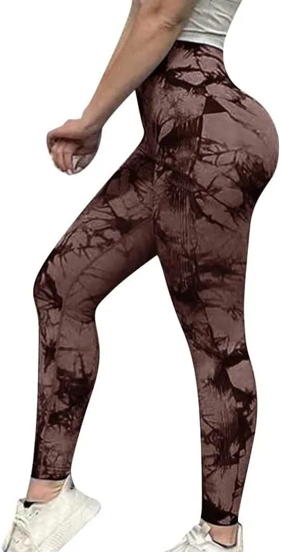 Litthing Scrunch Butt Leggings, Tie Dye Seamless Leggings for Women, Butt Lifting Workout High Waist Yoga Pants