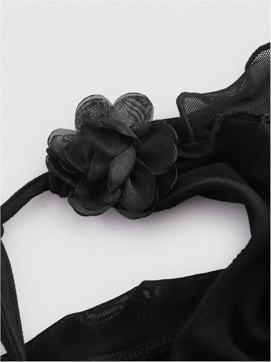 MakeMeChic Women's Floral Halter Top Tie Front Y2K Backless Ruffle Trim Fringe Camisole