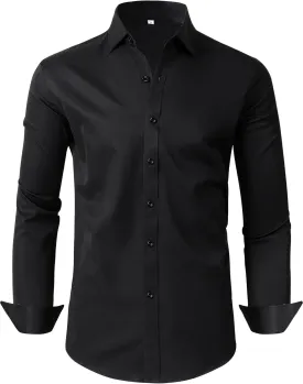 Mens Dress Shirts Long Sleeve Collared Shirt Wrinkle Resistant Formal Shirts Business Casual Button Down Shirt