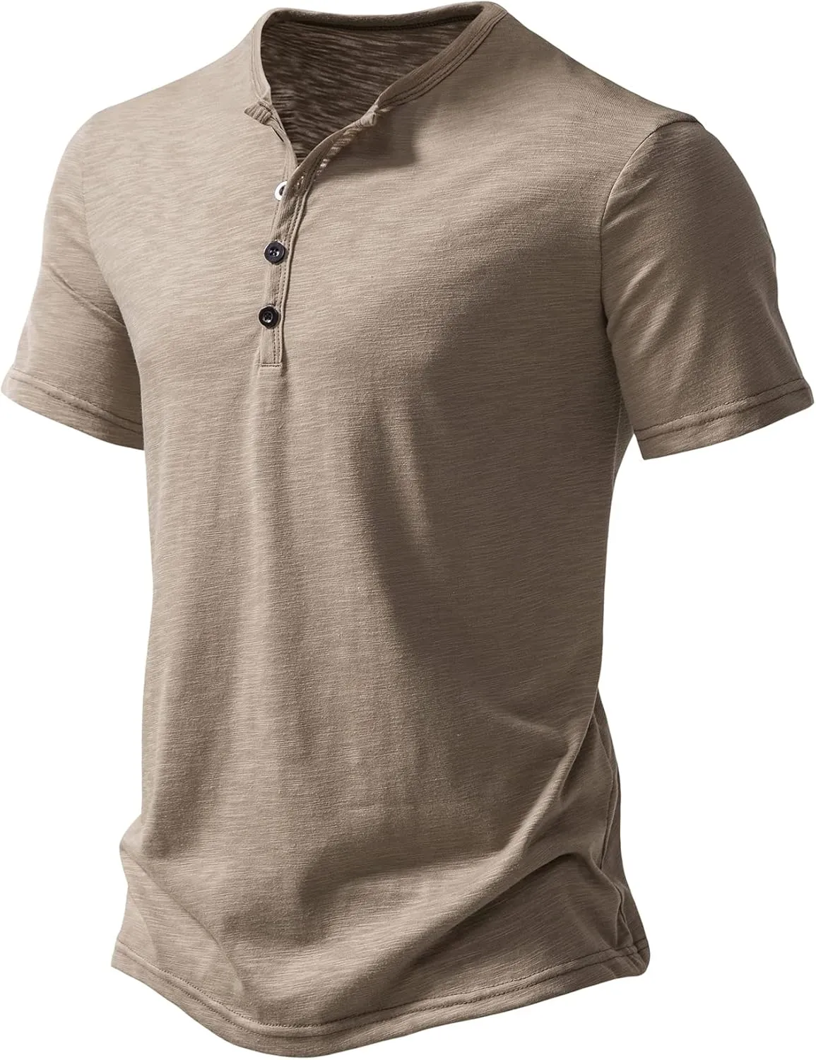 Men's Short Sleeve Henley Shirt Casual Stretchy Slim Fit T Shirt