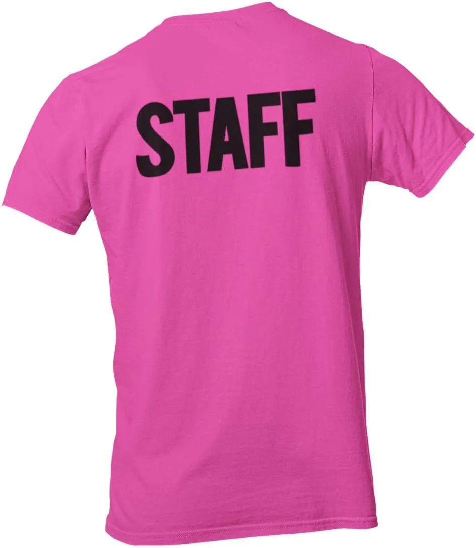 Men's Staff T-Shirt Front Back Print Tee Event Uniform Tshirt