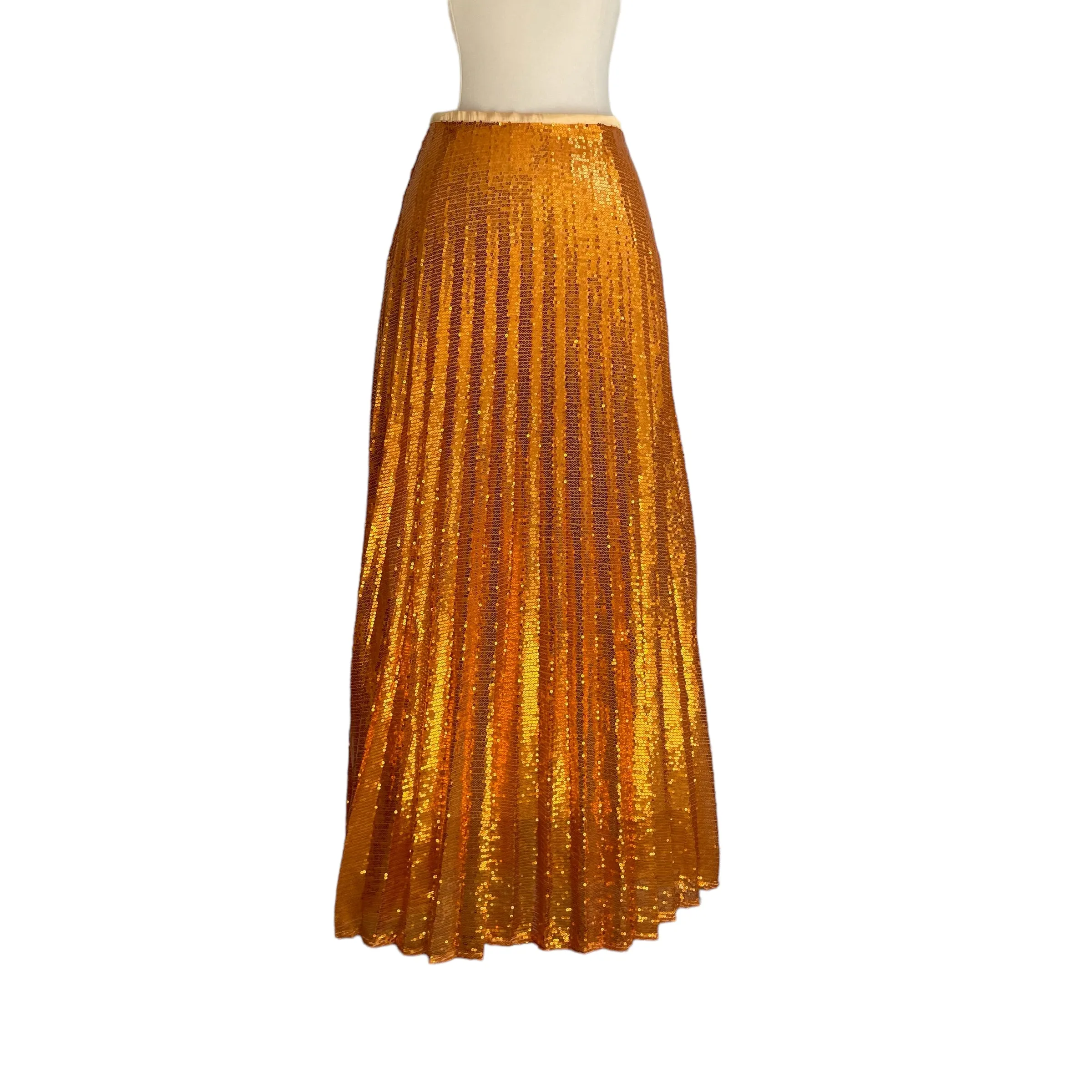 Orange Sequins Long Skirt - 0