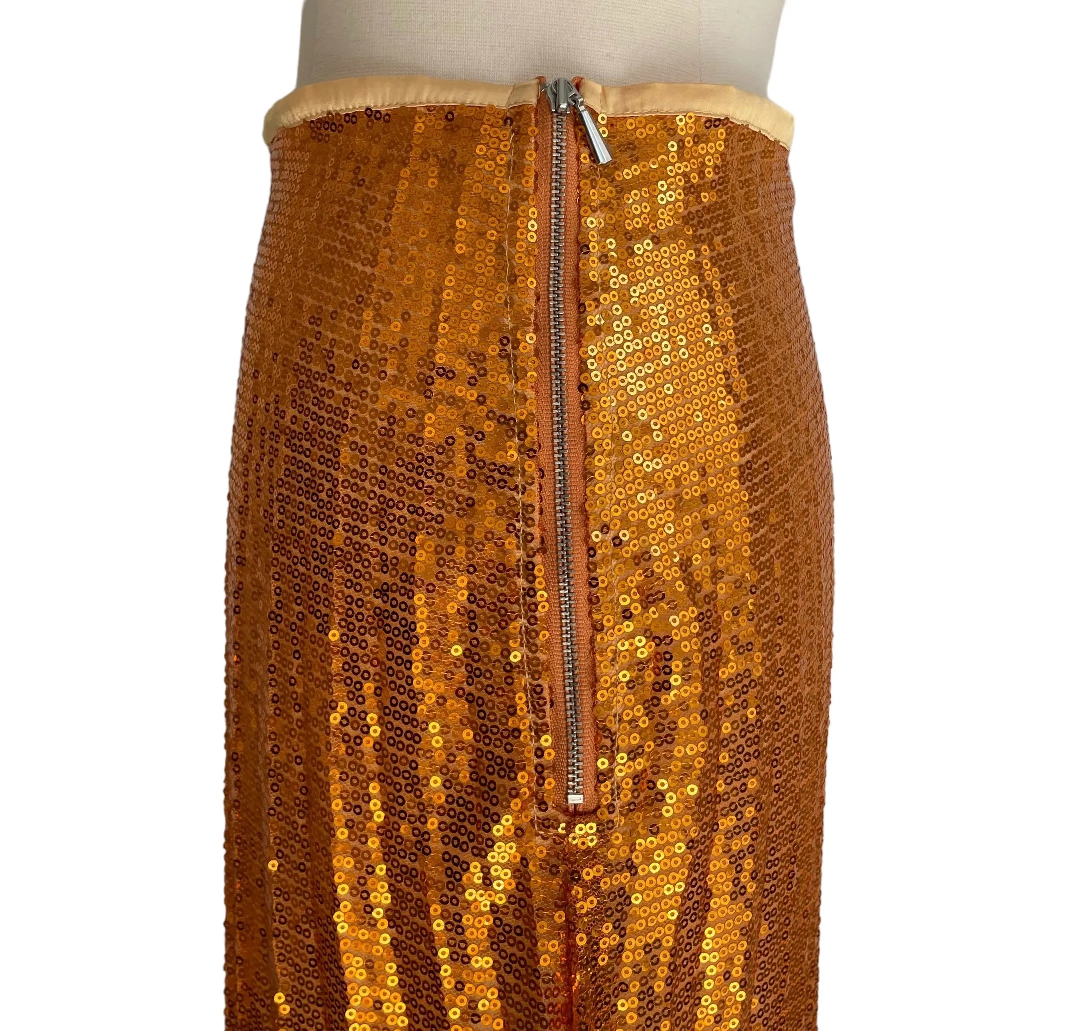 Orange Sequins Long Skirt - 0