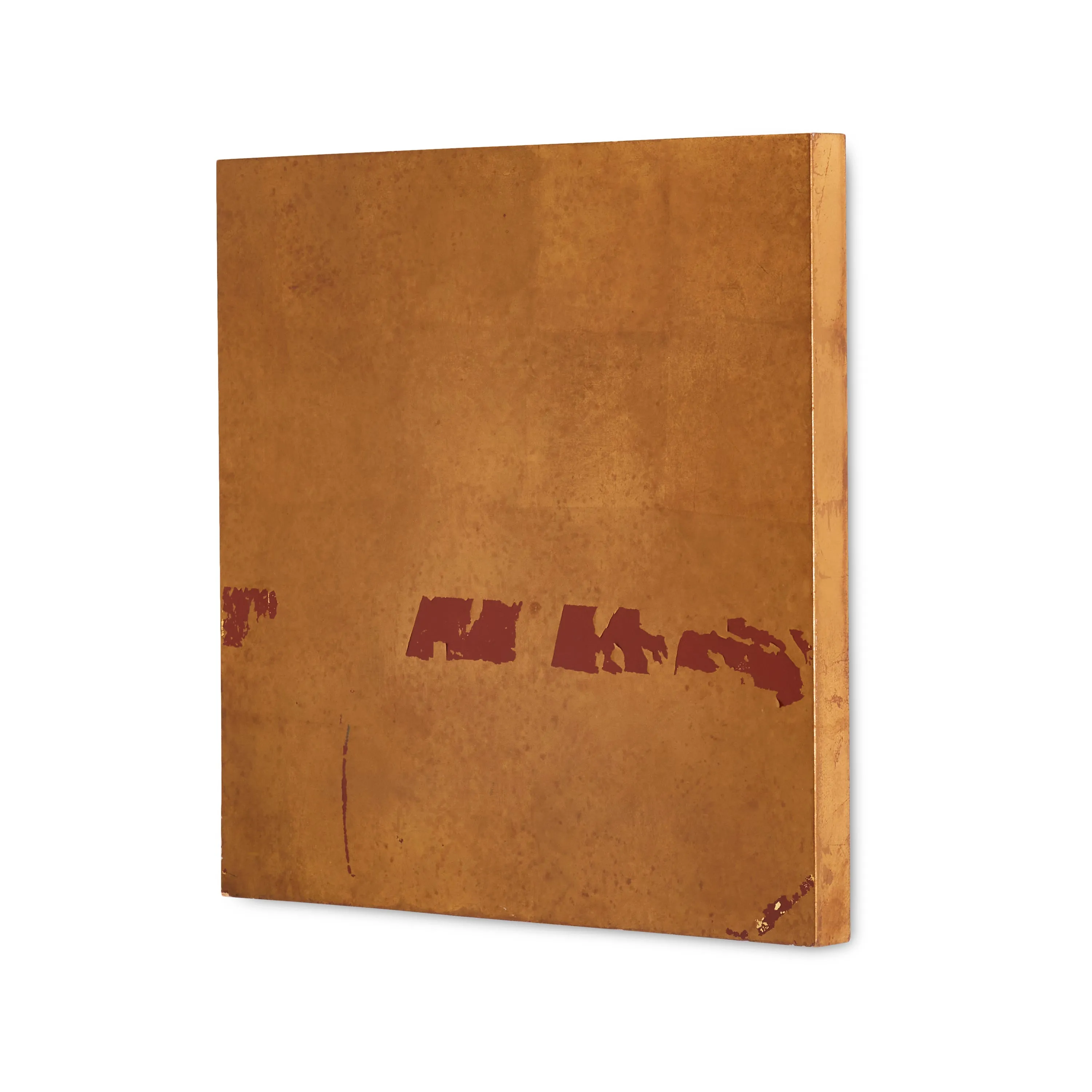 Orange Square Wall Art With Maroon Stripe