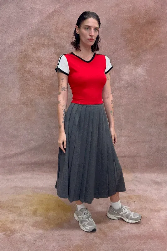 Pleated Business Skirt Dark Gray
