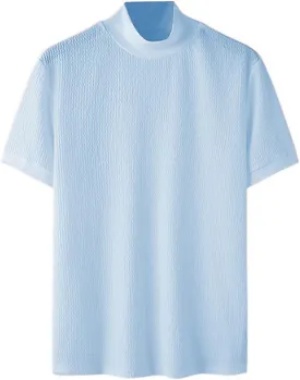 Short Sleeve Shirts for Men Basic Mock Turtleneck Regular Fit Undershirt Fall Thermal Pullover Solid Color Tops