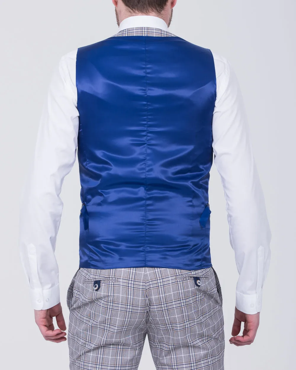 Skopes Whittington Slim Fit Tall Suit (stone/navy check)