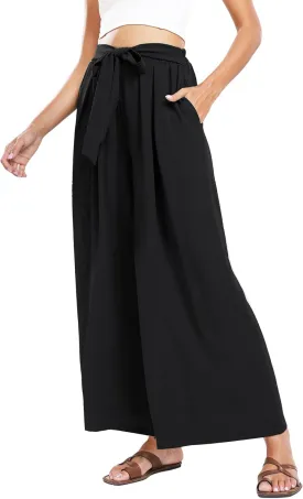 Summe Wide Leg Dress Pants for Women High Waisted Palazzo Casual Work Pants Beach Trousers with Pocket