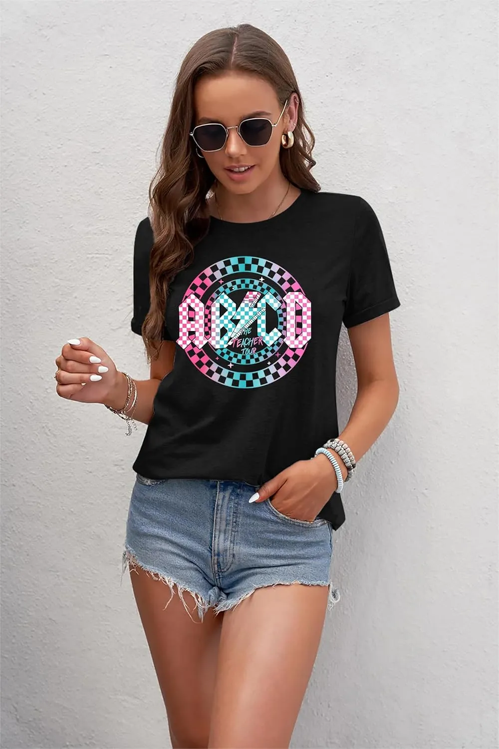 Teacher Shirt Women in My Teacher Era T Shirt Funny Teacher Graphic Tees Short Sleeve T-Shirt Teacher Gifts Tops