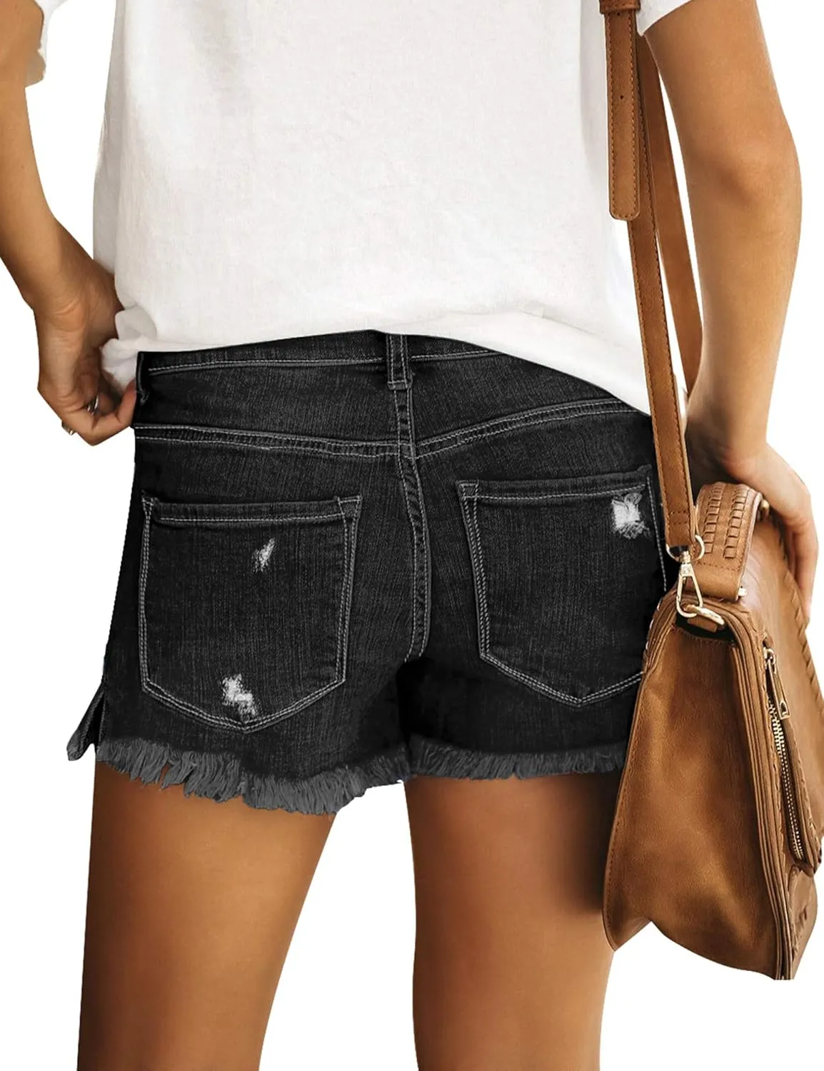 Utyful Women's Casual Summer Ripped Washed Distressed Stretch Denim Jean Shorts