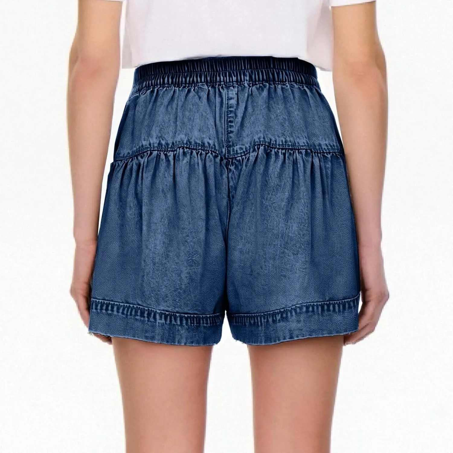 Womens Denim Shorts Summer Baggy High Waisted Flowy Wide Leg Buttons Pleated Casual Jean Shorts Fashion Ruffle Skorts