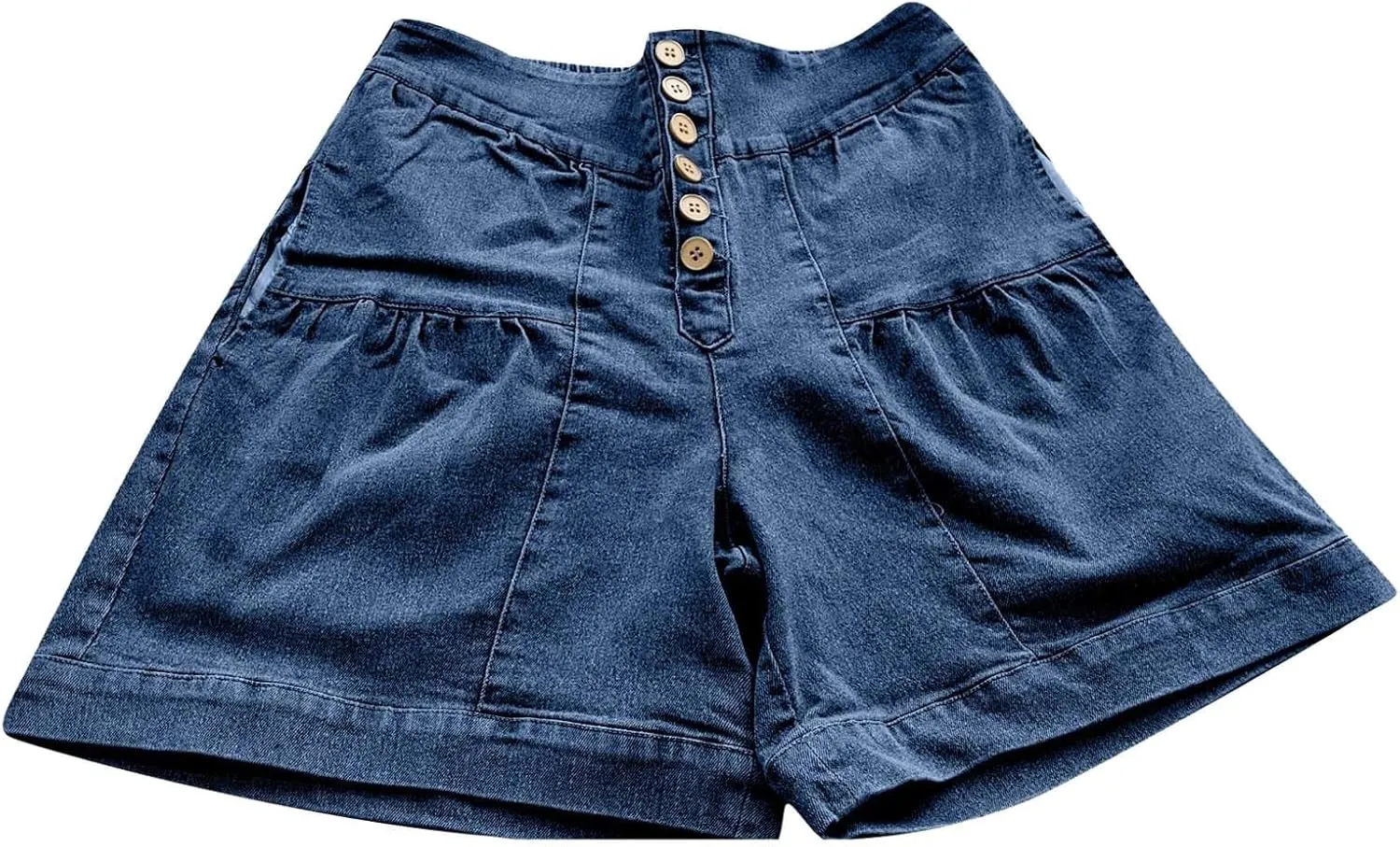Womens Denim Shorts Summer Baggy High Waisted Flowy Wide Leg Buttons Pleated Casual Jean Shorts Fashion Ruffle Skorts