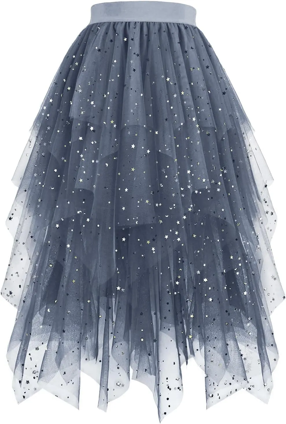 Women's Sequin Mesh Tulle Skirts High Low Layered A-line Skirt Midi Length Irregular Tutu Skirt for Women 2025