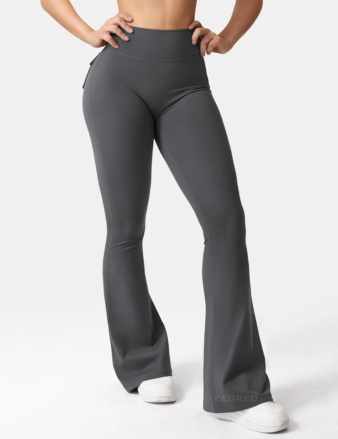 YEOREO CoreFlex Flare Leggings with Pockets for Women Scrunch Workout Leggings Butt Lifting Gym Yoga Pants