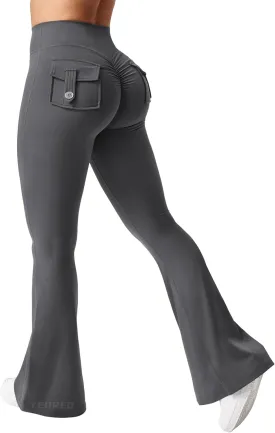 YEOREO CoreFlex Flare Leggings with Pockets for Women Scrunch Workout Leggings Butt Lifting Gym Yoga Pants