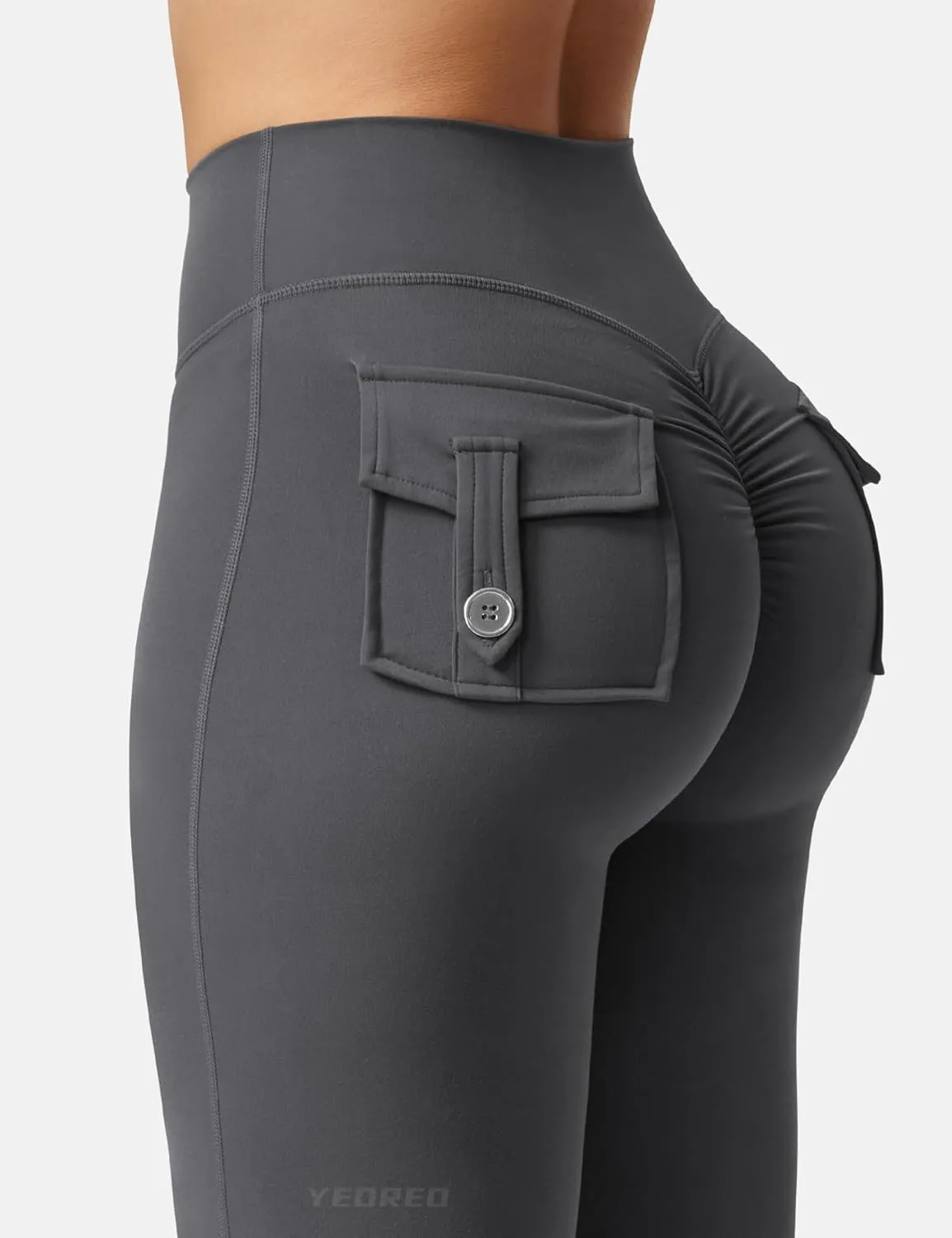 YEOREO CoreFlex Flare Leggings with Pockets for Women Scrunch Workout Leggings Butt Lifting Gym Yoga Pants