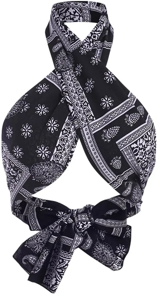 ZAFUL Women's Bohemian Bandana Criss Cross Sexy Boho Halter Wrap Crop Top