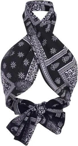 ZAFUL Women's Bohemian Bandana Criss Cross Sexy Boho Halter Wrap Crop Top